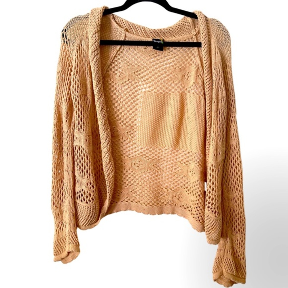 Desigual Tan Long Sleeved Open-Knit‎ Cardigan S